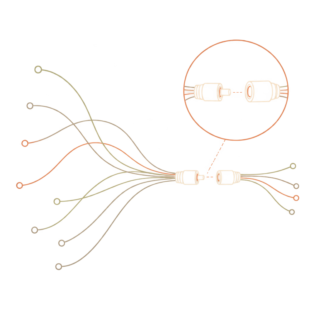 Several wiring paths stop at an unplugged connection, enlarged to reveal the ordinary cause.