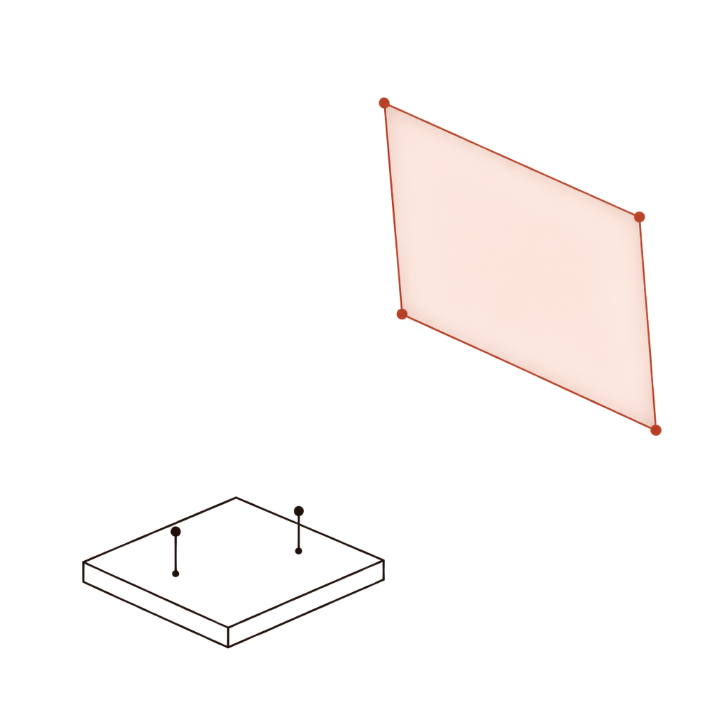 An unsupported shape separates from a foundation that has no connection to it.