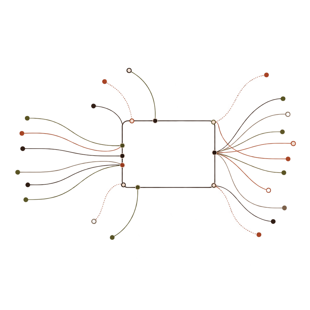 Threads connect to the edges and corners of an interface as well as its intended connection points.