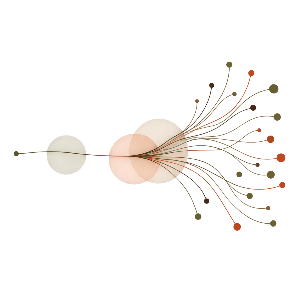 A smaller individual stream branches into a larger collection of streams.
